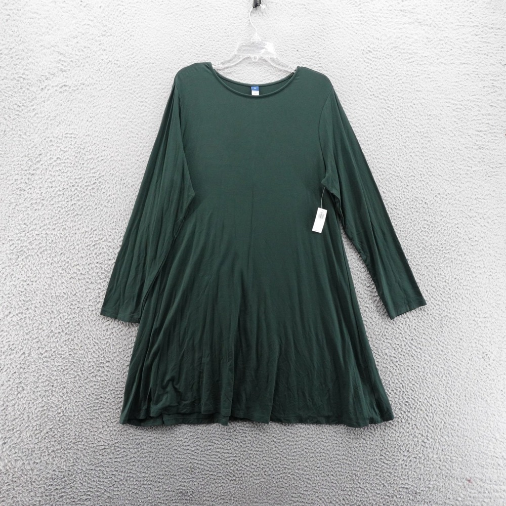 Old Navy Long Sleeve Knit Dress XLโ Dark Green Womens ALine NWT